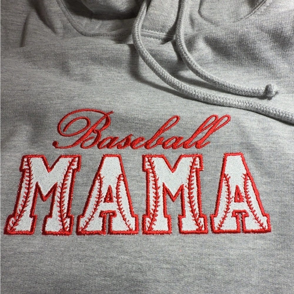 Gray Baseball Mama Hoodie